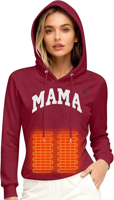 Generisch Beheizbarer Hoodie Damen Oversize Kapuzenpullover Winter Pullover mit Kapuze Hoody Beheizte Kapuzenpulli Outdoor Wärmende Sweatshirt Heizpullover Thermo Hoodies — Heizkleidung