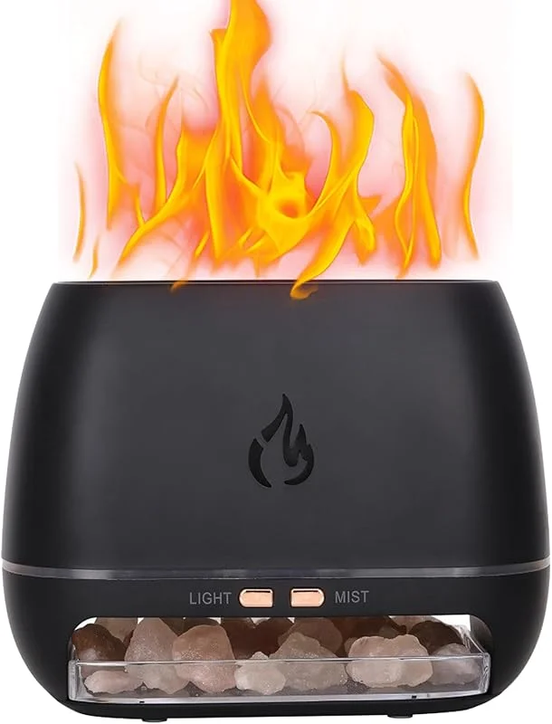 Salt Rock Scent Diffuser, 3-in-1 Aromatherapy Diffuser, Cool Mist Humidifier Diffuser, Simulated Flame Salt Lamp, Ultrasonic Aroma Diffuser, Color Change Diffuser Lamp, Salt Lampe mit Diffuser — Luftbefeuchter
