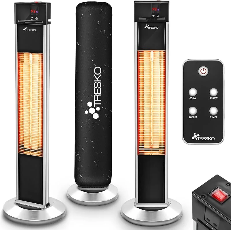 TRESKO® Infrarot Heizstrahler 2000W mit Fernbedienung für Innen & Außen — Heizung Warmepumpe