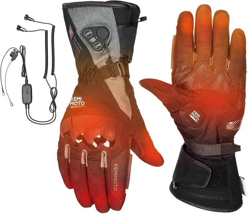 KEMIMOTO Beheizbare Motorradhandschuhe mit 12V Magnetisches Zubehörkabel — Heizkleidung