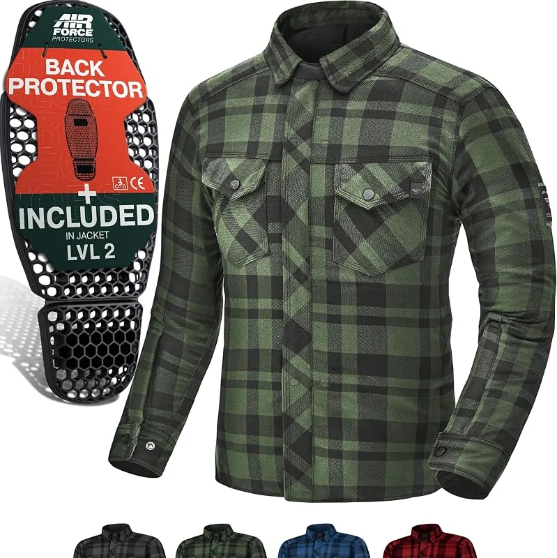SHIMA RENEGADE Motorradhemden Herren und Damen - Motorrad Kariertes Hemd mit Protektoren Jacke Flanell Lumber Aramid — Heizkleidung