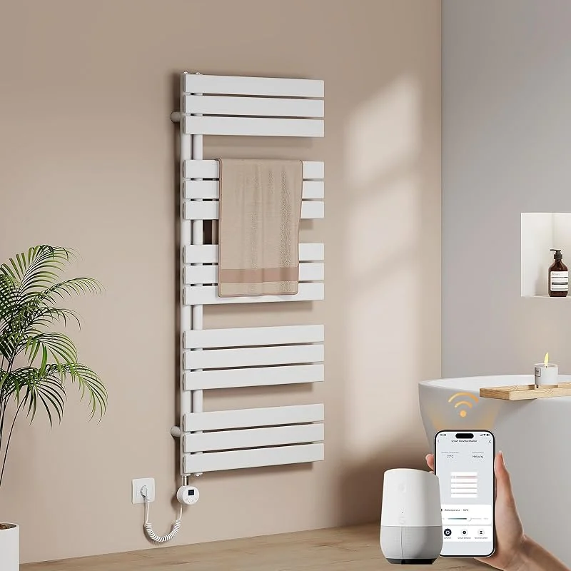 EMKE WiFi Handtuchheizkörper Elektrisch 1320 x 600 mm, Weiß, 800 W — Heizung Warmepumpe
