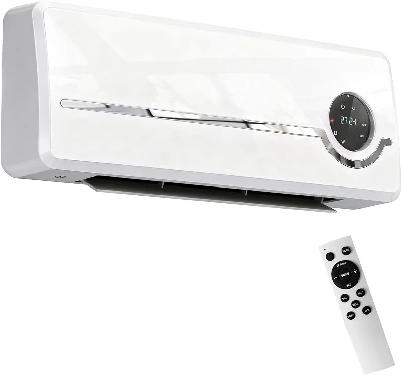 HOMCOM Heizlüfter zur Wandmontage 2000W mit Ventilator, Fernbedienung — Heizung Warmepumpe