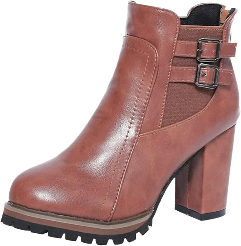 Stiefel Schuhe Damen Dick High Heel Kurze Stiefel Reißverschluss Stiefeletten Einzelne Schuhe — Heizkleidung