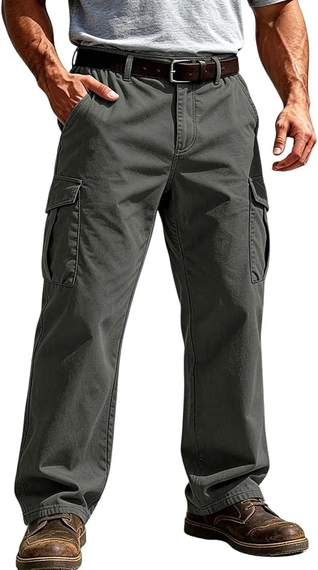 Cargohose Herren Baggy Outdoor Hosen Mit Elastischen Bund Arbeitshose — Heizkleidung