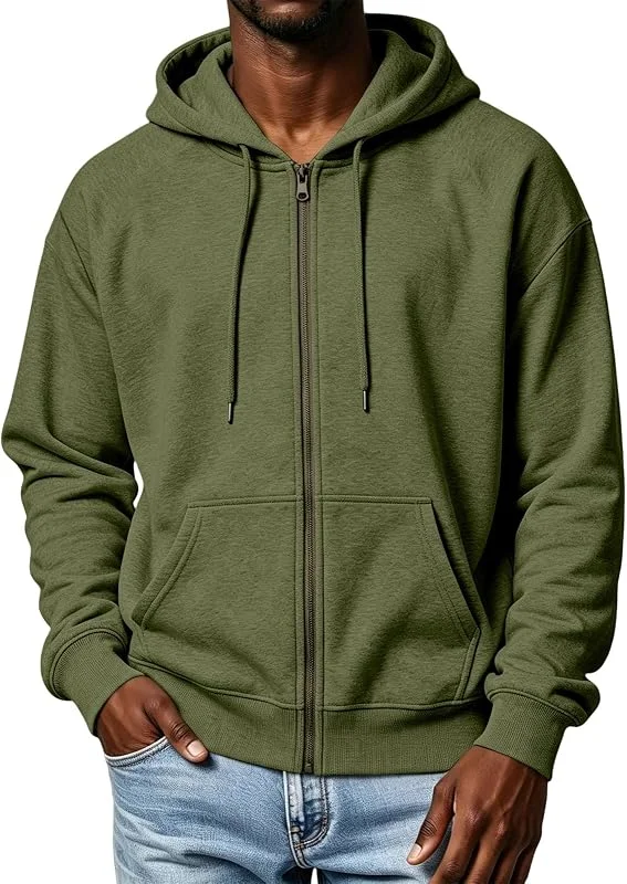 Generisch Herren Zip Kapuzenpullover Sweatjacke Mit Reißverschluss Kängurutasche Kordelzug Langarm Hoodie Lässig Sport Freizeit Basic. — Heizkleidung
