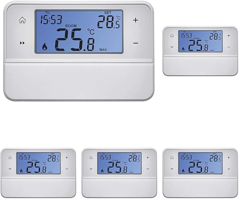 Emos Digitaler Raumthermostat mit OpenTherm-Unterstützung - Programmierbarer, verkabelter, oberflächenmontierbarer Thermostat, weiß, 12, 6 x 8, 4 x 2, 6 cm (Packung mit 5) — Heizung Warmepumpe