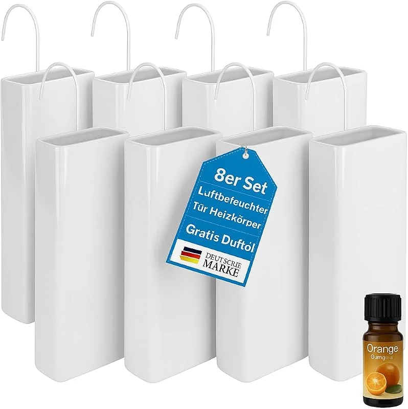 Luftbefeuchter für Heizung Set inkl. Haken - Keramik Wasserverdunster - beige matt - Wasserverdunster verdampfer verdunster Luftreiniger - Neutral - 8 Stück