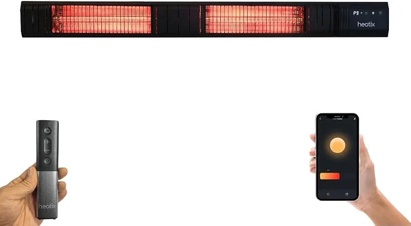 Smart Golden Shadow Wandheizstrahler 3000W, Infrarot Terrassenheizstrahler mit App-Steuerung & Fernbedienung, 9 Heizstufen, Schwarz, für Terrasse und Balkon — Heizung Warmepumpe