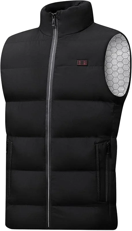 Unisex Beheizbare Weste Fleece Beheizte Jacke Neue Winter Warm Heizweste USB Elektrisch Jacke Mode Stehkragen Heizjacke mit 15 Heizzone Heizmantel Outdoor Winddicht Funktionsjacke Große Größen — Heizkleidung