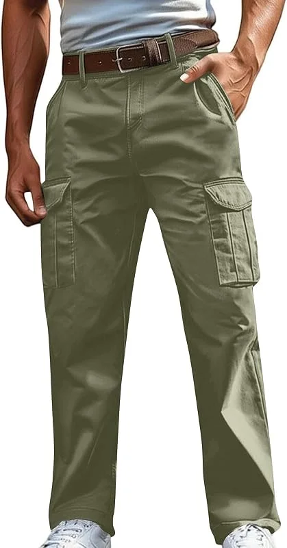 Generisch Cargohose Herren Lange Cargo Hose mit Reißverschluss Männer Bequeme Outdoor Hosen Freizeithose mit Taschen Arbeitshose für Alltag Wandern Reisen Camping Streetwear — Heizkleidung