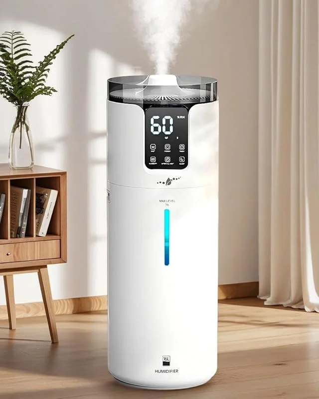 Luftbefeuchter für große Räume 16L, kühler Nebel bis 100 m², Top-Fill, Weiß