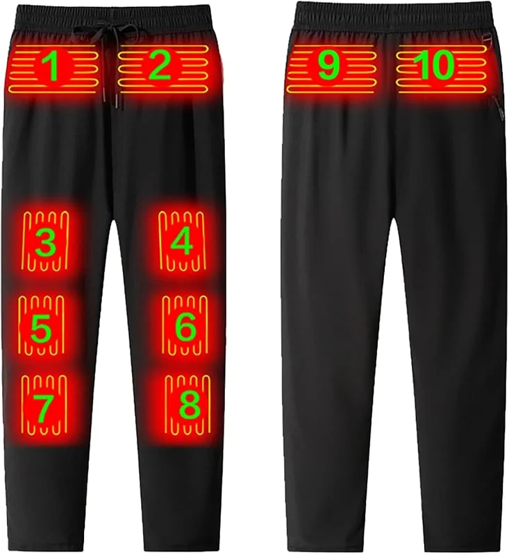 Generisch Beheizbare Hose Herren, Warm Winterhose mit Taschen Trekkinghose Tunnelzug Elastischem Bund Arbeit Hosen Wanderhose Heizhose für Outdoor Joggen, Angeln, Skifahren, Radfahren — Heizkleidung