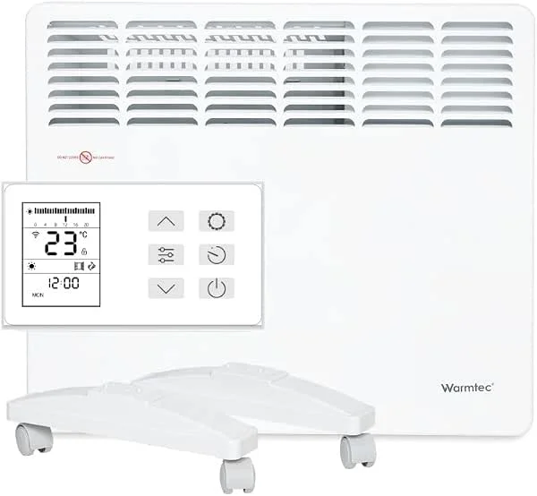 WARMTEC Elektroheizung 1500 W, Konvektor-Heizung mit WLAN-Steuerung, LCD-Display und Schutzklasse IP24, Wandkonvektor für energiesparendes Heizen, Elektroheizkörper Stand- und Wandgerät, Weiß — Heizung Warmepumpe