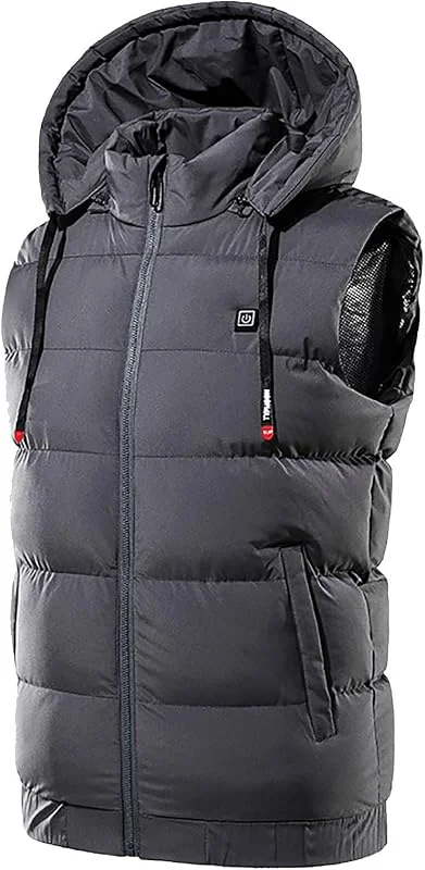 KQIVAM Beheizbare Weste Herren Damen mit Kapuze, 9 Zonen und Winterjacke USB Elektrische, Elektrische Winterjacke, Beheizte Warme Jacke Heizjacke Weich Bequem Winter Wärme Weste mit Heizung — Heizkleidung